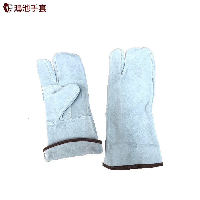 三指無裡電焊手套-防火線