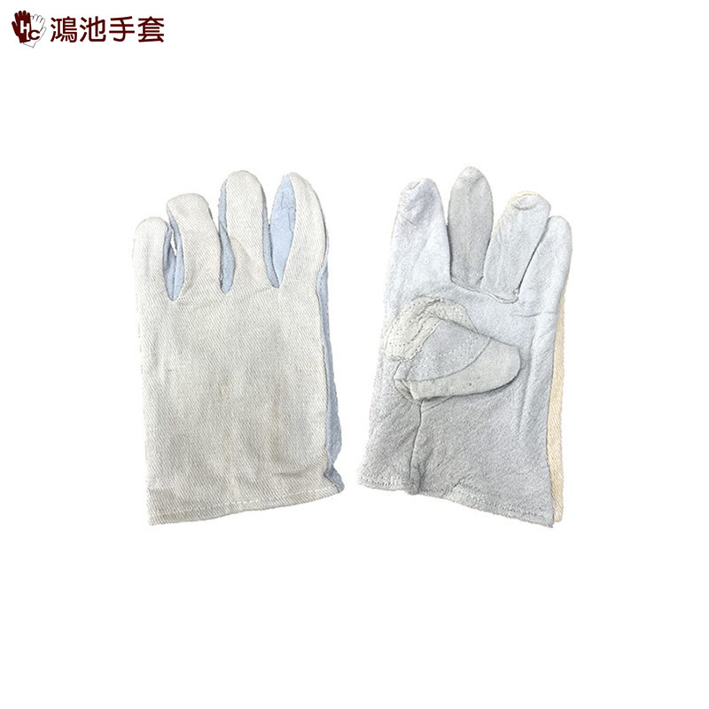 五指帆布背面皮手套
