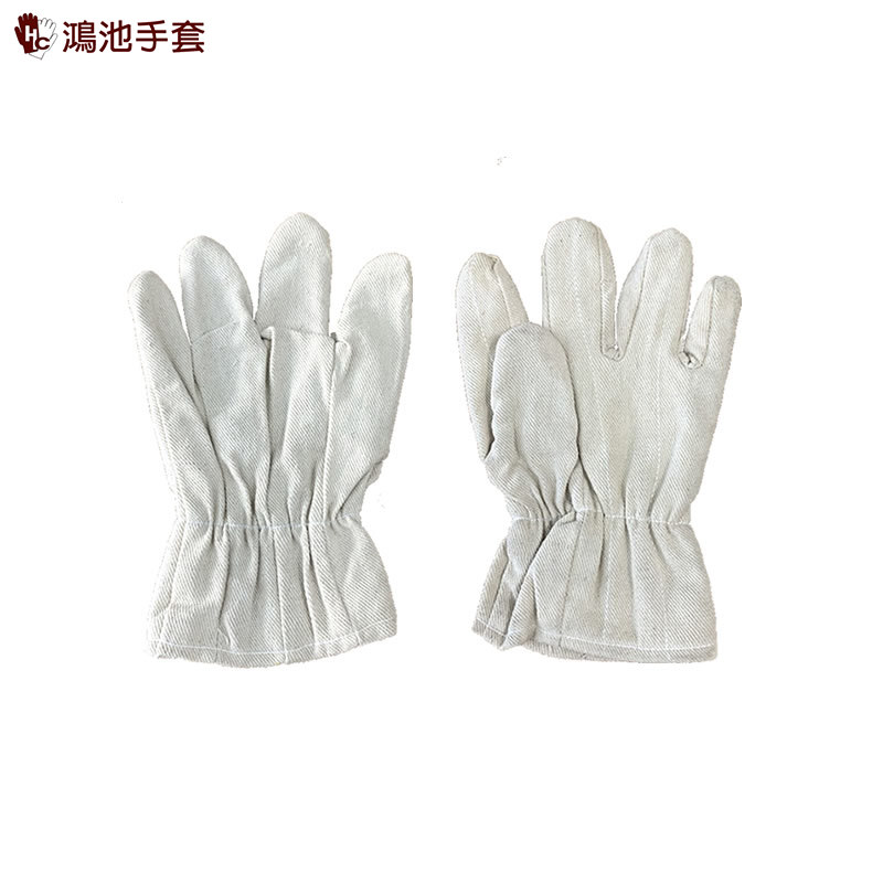 白斜紋布有理手套-束口